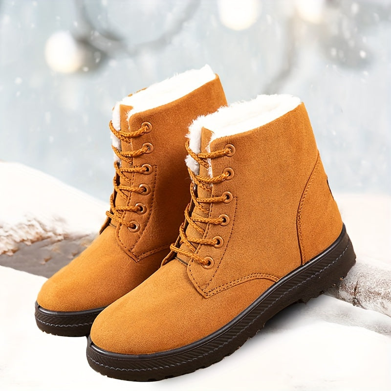 [Winter Snow Boots] Slip-Resistant & Plush Lined Women's Winter Snow Boots | PU Sole, Lace-Up Closure, Cushioned Insole - Cold Weather Boots for Everyday & Formal Outfits - Extended Sizes up to US Women's 44 (EU 43) - Black B
