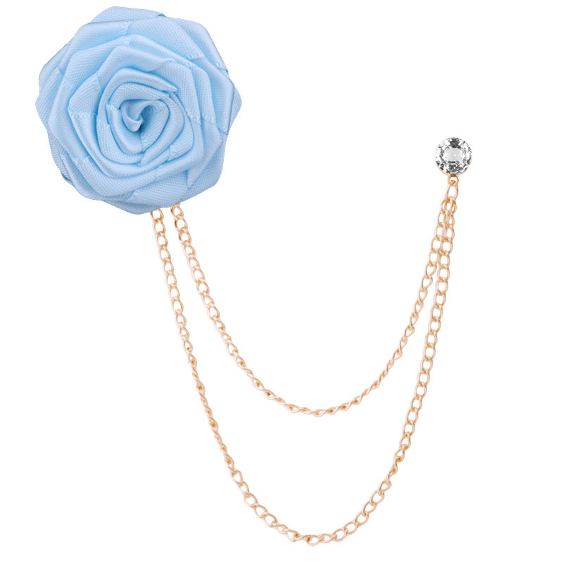 Men's Wedding Ceremony Groom Brooch - Handmade Rose Chain Brooch - For Grooms - Perfect for Wedding Occasions - Ideal Gift for Weddings & Anniversaries
