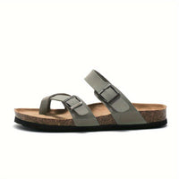 Men's Vintage Open Toe Breathable Slippers, Comfy Non Slip Casual Durable Rubber Sole Walking Shoes, Men's Footwear