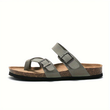 Men's Vintage Open Toe Breathable Slippers, Comfy Non Slip Casual Durable Rubber Sole Walking Shoes, Men's Footwear