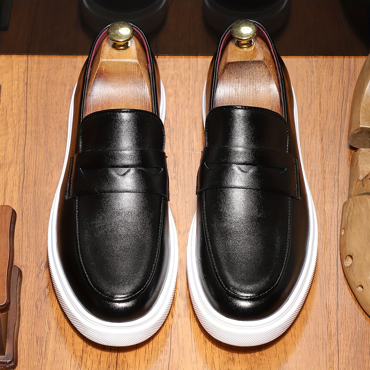 Plus Size Men's Solid Color Slip On Loafer Shoes, Comfy Non Slip Durable Rubber Sole Walking Shoes, Men's Footwear