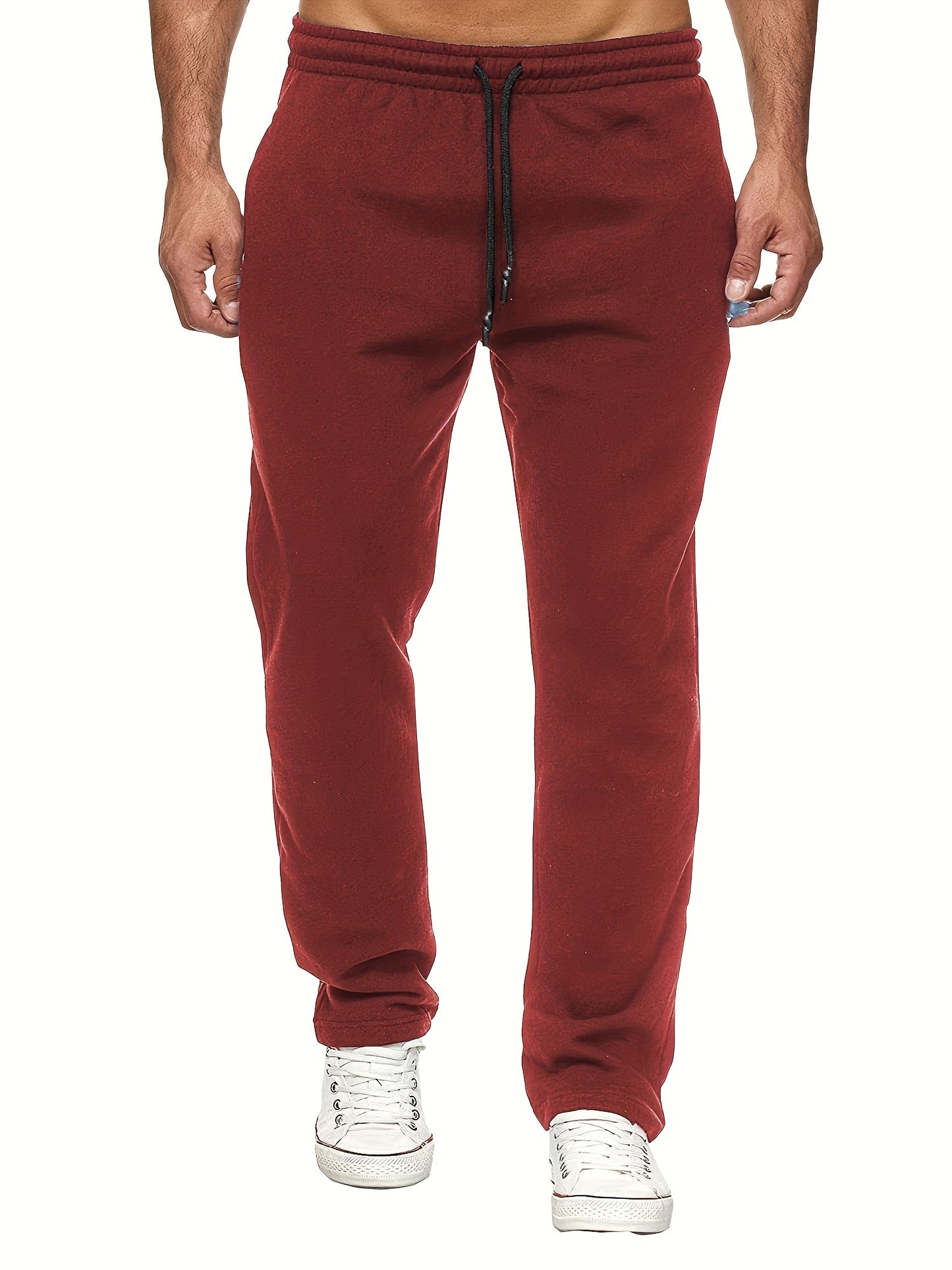 Men'S Fashion Casual Solid Color Fleece-Lined Joggers