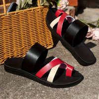 Women's Solid Color Slide Sandals - Casual Loop Toe Flat Summer Shoes, Lightweight Beach Shoes - For Women -  Suitable for Summer, Beach, Vacation - Perfect Gift for Women