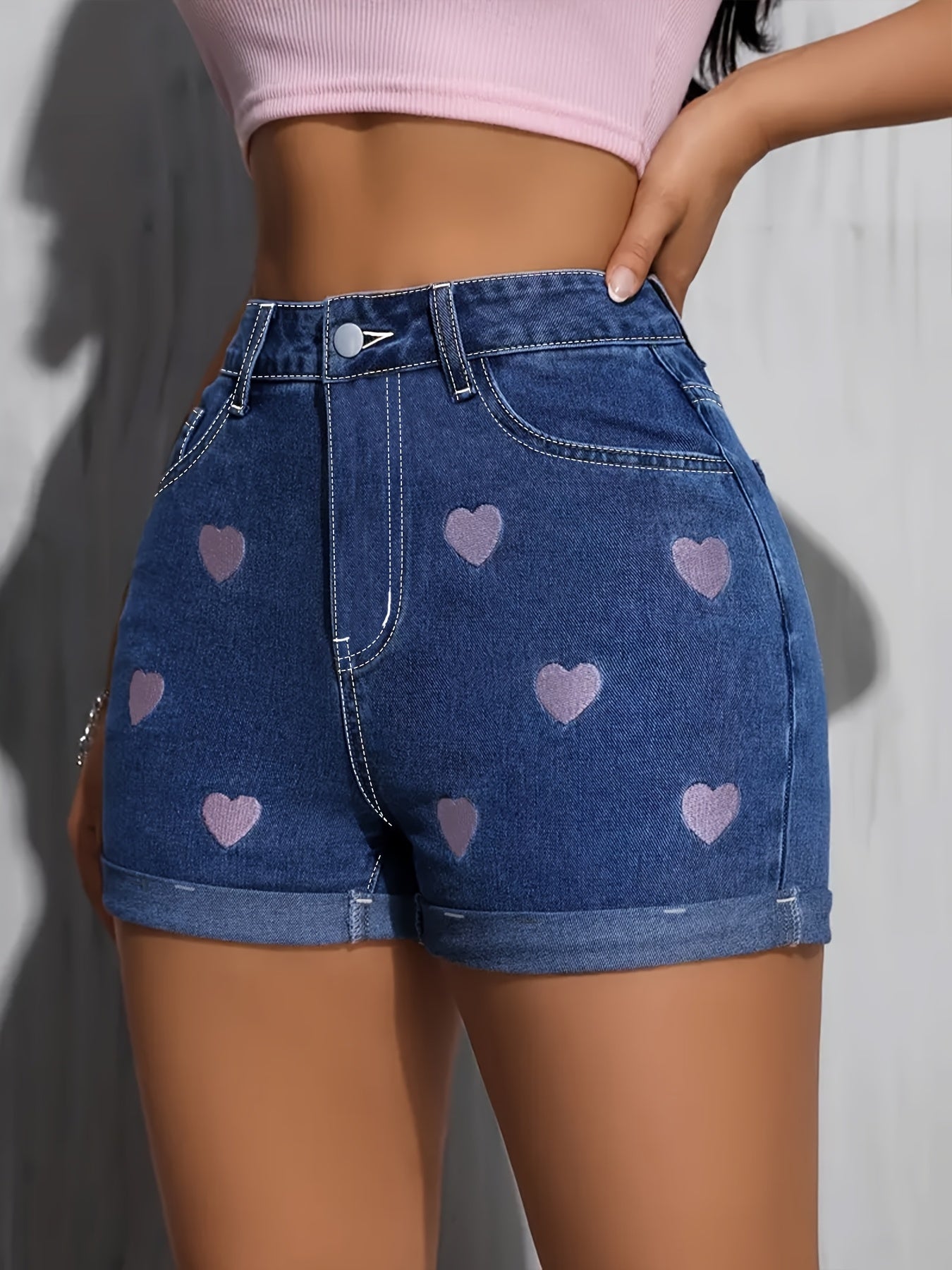 [High Waisted] Denim Shorts | High Waisted | Embroidered | Comfortable | Summer