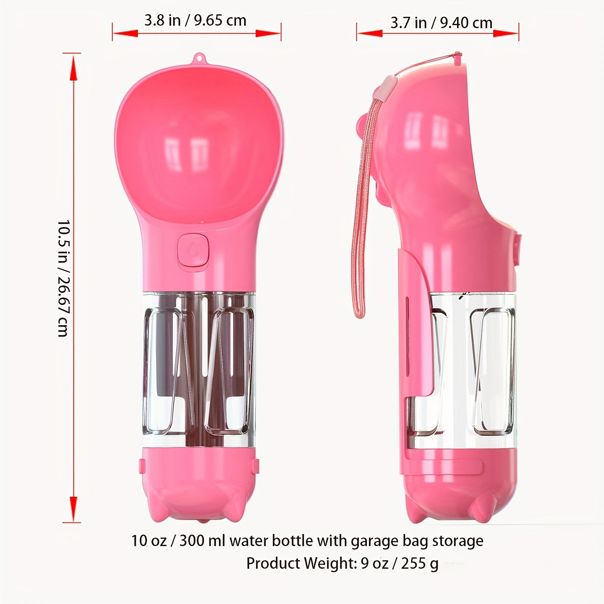 3 In 1 Portable Dog Water Bottle, Multifunctional Leak-Proof Pet Water Bottles With Food Container And Litter Shovel Design For Walking And Travel