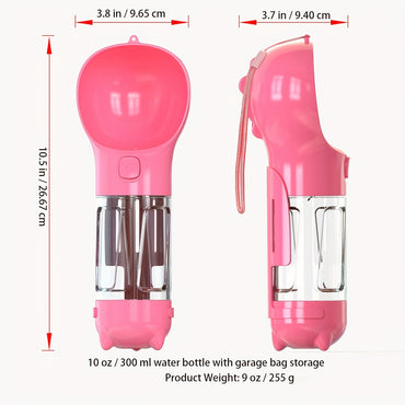 3 In 1 Portable Dog Water Bottle, Multifunctional Leak-Proof Pet Water Bottles With Food Container And Litter Shovel Design For Walking And Travel