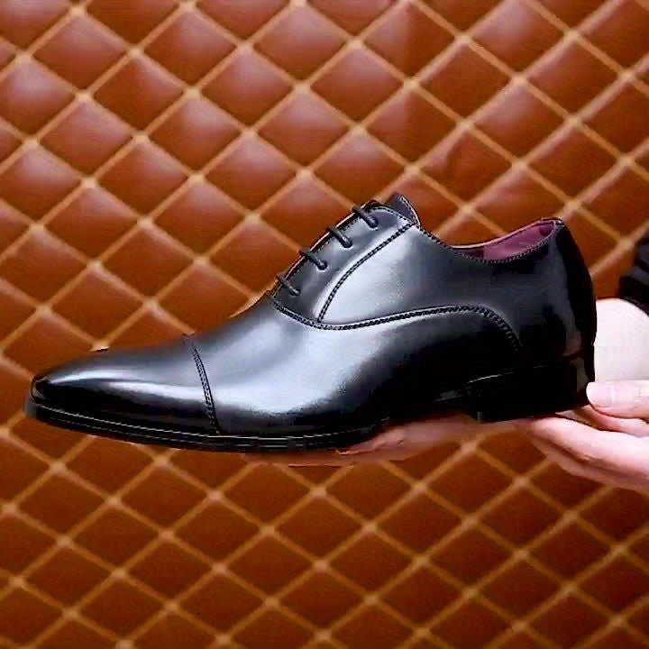 Men's Cap Toe Oxford Shoes, Comfy Non Slip Rubber Sole Lace Up Durable Formal Shoes, Men's Footwear