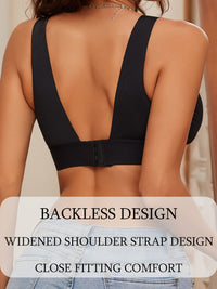 Seamless Plunge Bra, Comfy & Breathable Deep V Wireless Bra, Women's Lingerie & Underwear