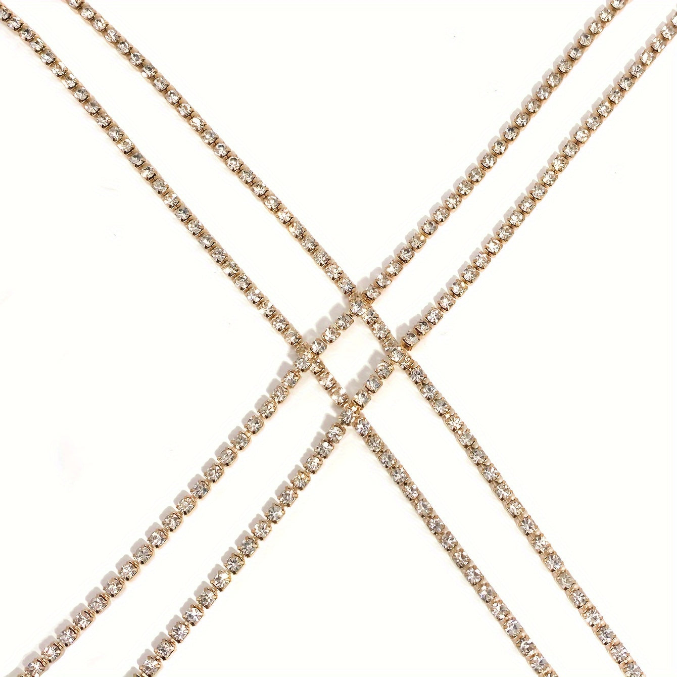[Luxury Chest Chain Jewelry Shiny] Luxury Cross Chest Chain Shiny Rhinestones Body Chain Jewelry