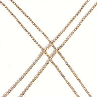 [Luxury Chest Chain Jewelry Shiny] Luxury Cross Chest Chain Shiny Rhinestones Body Chain Jewelry