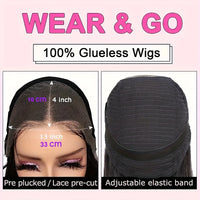 180% Density Glueless Bob Wig - Seamless Body Wave Human Hair with Pre-Plucked Lace Front & Pre-Cut 13x4 Closure - Effortless Wear for Beginners - Natural, Easy-On Style for Women
