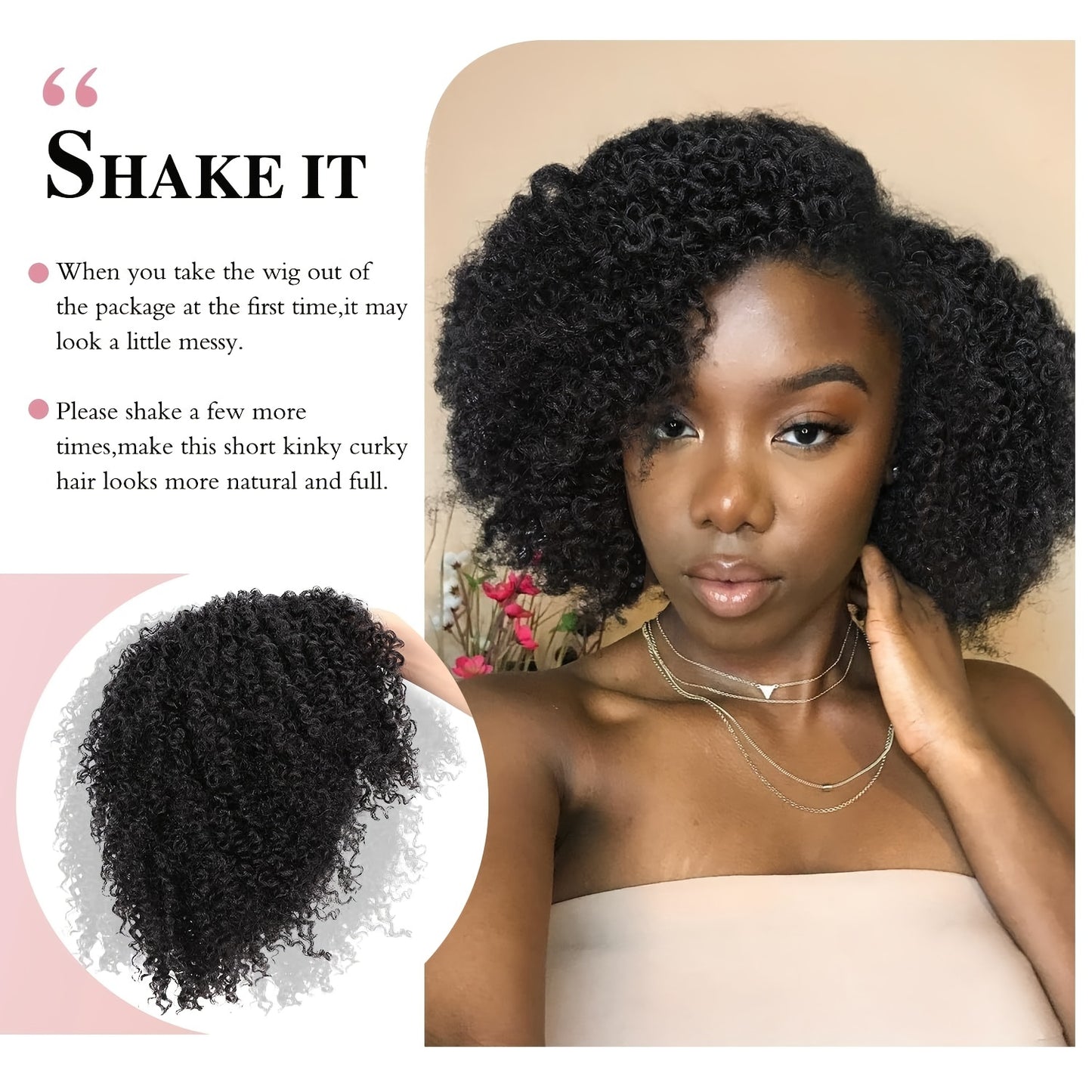Short Kinky Curly Wigs Side Part Afro Bomb Curly Wig Heat Resistant Fiber Kinky Curly Synthetic Full Wigs For Women 6 Inch