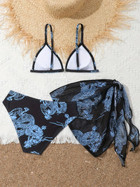 Trendy & Elegant Girls 3pcs Bikini Swimwear Set Comfy Bathing Suit Summer Clothes Beach