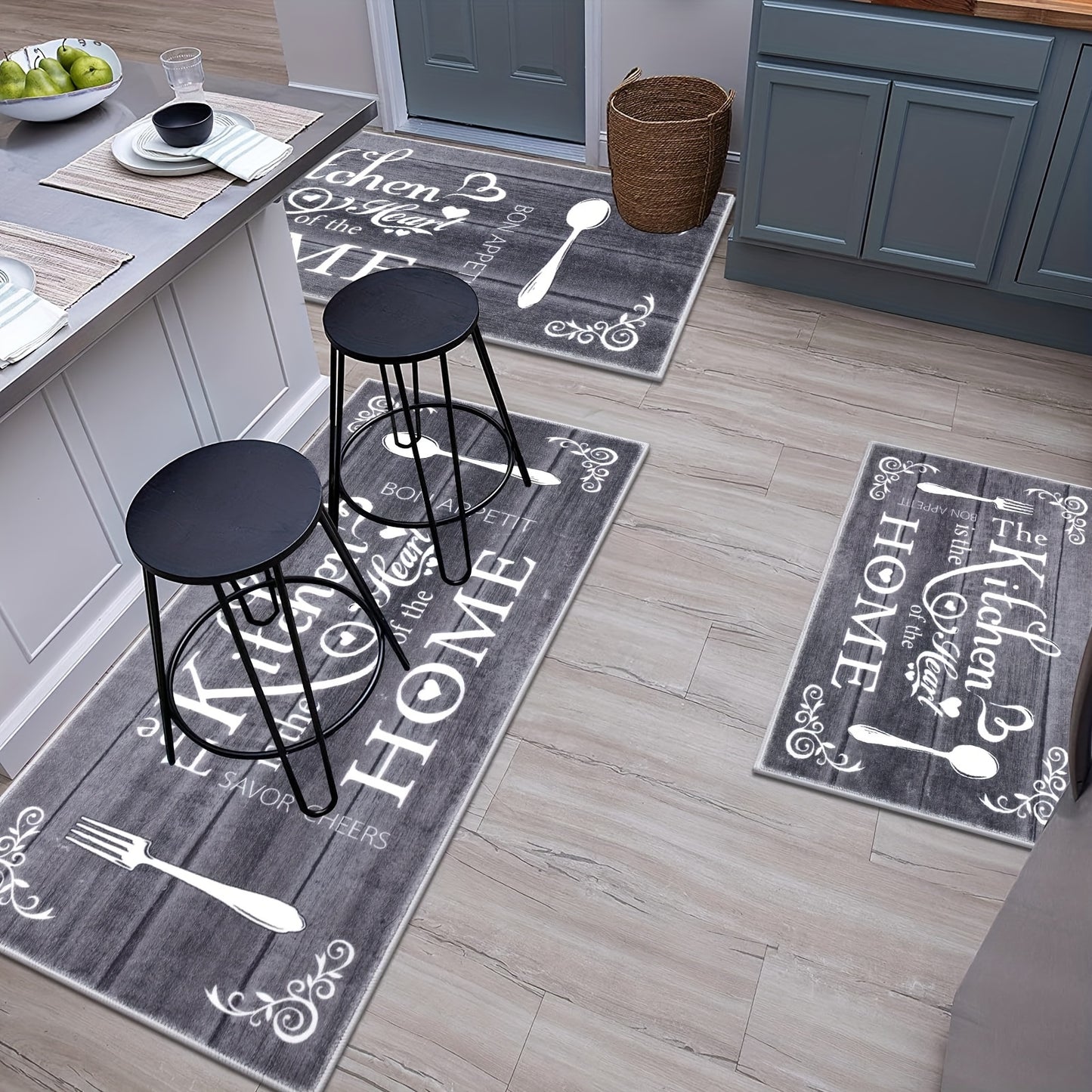 Boho Kitchen Rug Sets 3 Pieces, Washable Kitchen Mats for Floor, Non Slip Soft Kitchen Area Rug Floor Mat for Kitchen, Laundry Room and Hallway