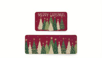 Merry Christmas Kitchen Mats Set Of 2, Red Xmas Tree Winter Farmhouse Style Home Kitchen Decorations Rugs For Floor- 17x29 And 17x47 Inch BT007