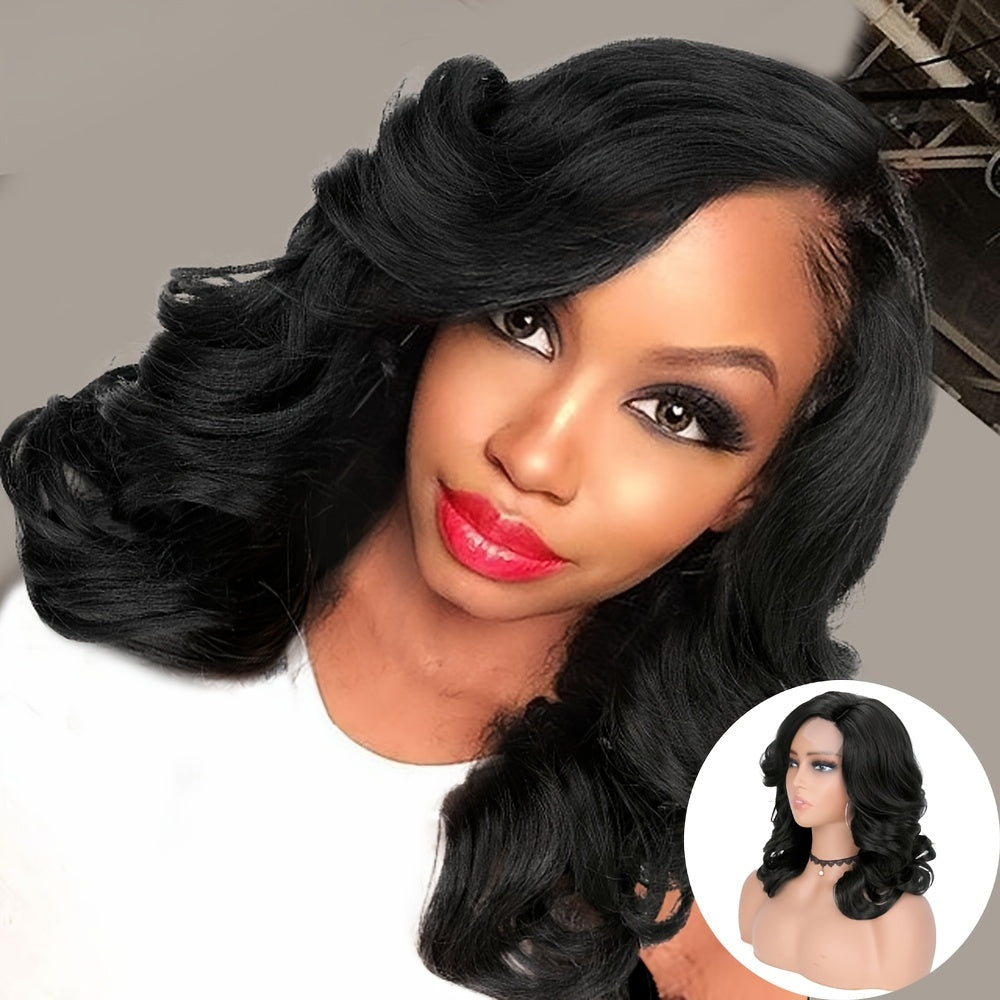 [130% Density Heat Resistant Wig] Chic Bob Wig for Women - Loose Curly, Side Part, Synthetic Lace Front in Black & Brown, 130% Density, Heat Resistant, Perfect for Cosplay & Daily Wear, Short Wig, Perruque