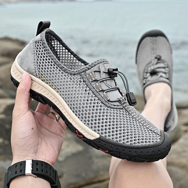 [Breathable Men's Sandals] Comfy Breathable Men's Sandals - Solid Color Slip On Adjustable Buckle Shoes - Non Slip Rubber Sole Durable Beach Water Shoes for Summer