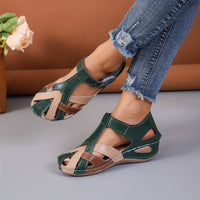 Fashion-Forward Womens Wedge Sandals - Casual Closed Toe Design with Breathable Hollow Out Faux Leather, Lightweight & Comfortable - Perfect Summer Outdoor Sandals