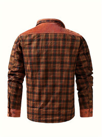 Men's Trendy Thermal Cotton Jacket, Mature Stylish Lapel Button Up Coat For Winter Outdoor Events