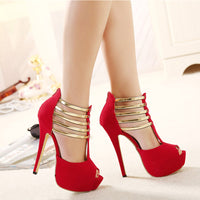 Women's Stiletto High Heels, Ankle T-strap Platform Peep Toe Pumps, Party & Dress Heels