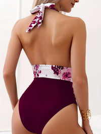 Halter Neck One Piece Swimsuit - Seductive Deep V Neck, Chic Backless, High-Cut Leg - Stylish Womens Bathing Suit for a Fashion-forward Beach Look