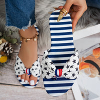 Four Season Strappy Back Canvas Slide Sandals - Comfortable Flat Heel Open Toe Shoes with Flag Pattern, Slip-on Closure, and Durable Rubber Sole for Daily Independence Day Wear