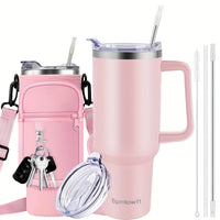 40oz Tumbler with Handle and Straw Lid& Carrier Bag, Durable Stainless Steel Travel Coffee Mug, Reusable Straw, Suitable For Hot And Cold Drinks, BPA-free Metal Water Bottles, Valentines Day Gifts, Wedding, Mens Gifts, Gifts