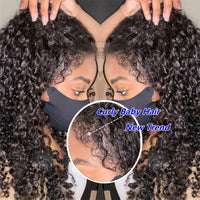 EMOL 180% Density Kinky Curly 13x4 Lace Front Wig - Pre-Plucked 4C Natural Look, Transparent Lace, Glueless for All Women