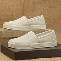 Comfy Slip-On Loafers - Men's Canvas Shoes with Breathable Solid Colours, Non-Slip Soles, Durable Design for Outdoor Activities and Casual Walking - Comfortable, Relaxed Fit for Men's Footwear