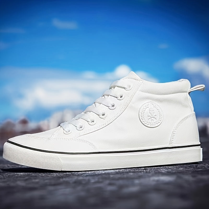Comfy High-Top Canvas Sneakers - Soft, Breathable, Non-Slip, Durable Rubber Sole, Lace-Up Closure, Perfect for Walking, Casual Outings, and Everyday Wear - Men's Footwear