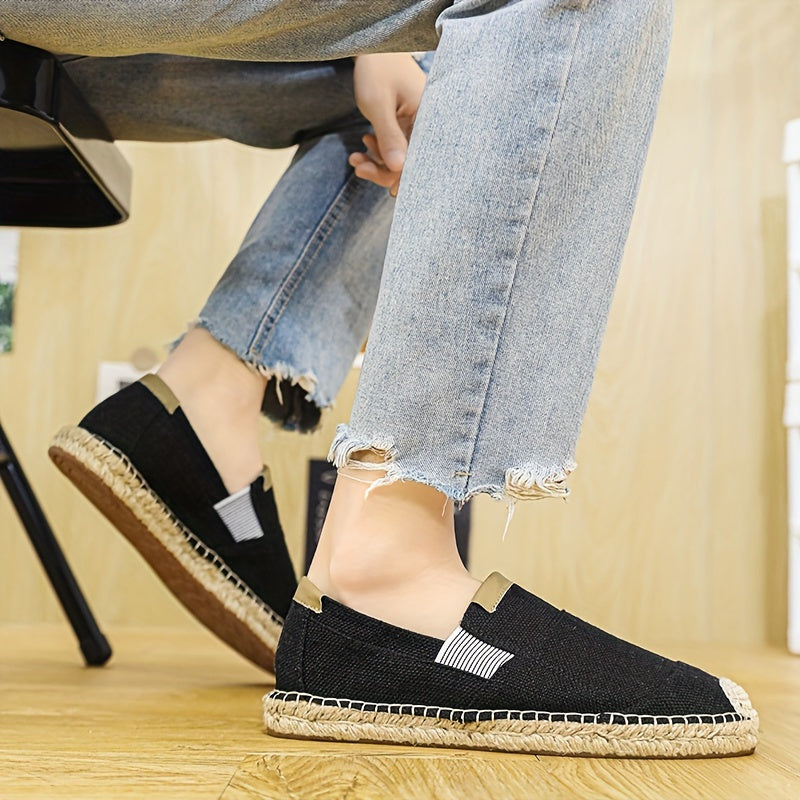 Men's Solid Color Simple Style Breathable Slip On Walking Shoes, Comfy Non Slip Casual Rubber Sole Shoes, Men's Footwear