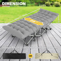 Folding Camping Cot With Mattress, Sleeping Cots For Adults, Portable Travel Camp Cot Bed With Carry Bag, Heavy Duty Outdoor Grey