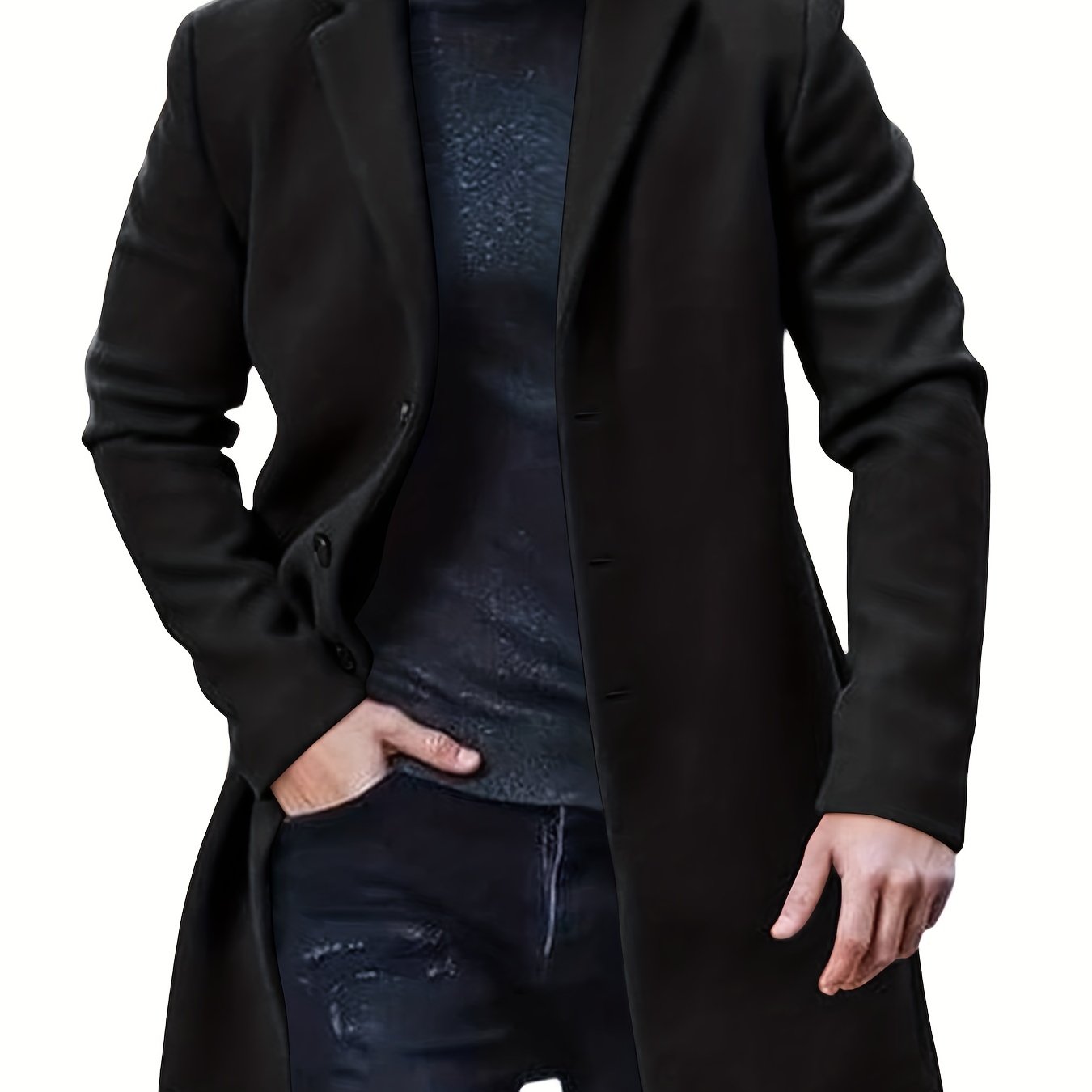 Men's Retro Trench Coat, Semi-formal Warm Single Breasted Overcoat For Fall Winter Business