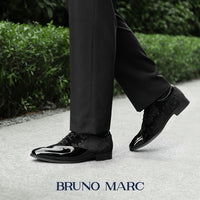 Bruno Marc Classic Glossy Velvet Men's Dress Shoes - Formal Oxford Lace-up Caden