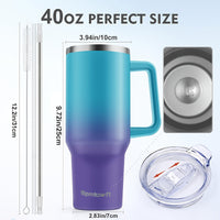 40oz Tumbler with Handle and Straw Lid& Carrier Bag, Durable Stainless Steel Travel Coffee Mug, Reusable Straw, Suitable For Hot And Cold Drinks, BPA-free Metal Water Bottles, Valentines Day Gifts, Wedding, Mens Gifts, Gifts