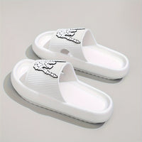 Men's Trendy Rock & Roll Gesture Pattern Open Toe Breathable Chunky Slippers, Comfy Non Slip Anti Odor EVA Slides, Men's Footwear