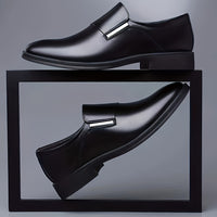 Plus Size Men's Solid Colour Slip On Business Style Dress Shoes, Comfy Non Slip Rubber Sole Durable Formal Shoes, Men's Footwear