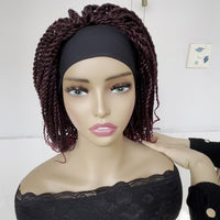Flattering Short Box Braided Headband Wig - Virtually Heatproof, Effortless Crochet Style - Superb Synthetic Hair for Black Women - Fashionable Bob, Secure Machine Made Wig