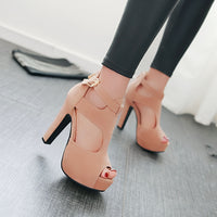 Elegant Peach Platform High Heels for Women - Breathable Summer Stiletto Sandals with Open Toe Design, Ankle Strap, and Faux Cover Interior - Ideal for Work & Casual Wear, Stiletto Heels