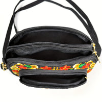 [Vibrant Crossbody Bag] Lightweight Double-Sided Vibrant Floral Embroidered Crossbody Bag for Women | Detachable Strap, Zipper Closure, Phone Pocket - Perfect for Casual Outings, Travel Accessory