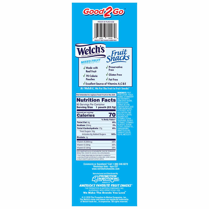 Welch’s Fruit Snacks, .8 oz, 90-count