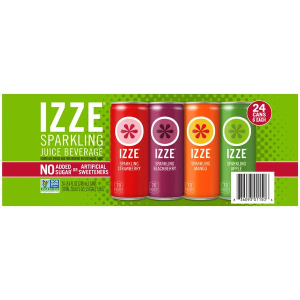 IZZE Sparkling Juice Beverage, Variety Pack, 8.4 fl oz, 24-count