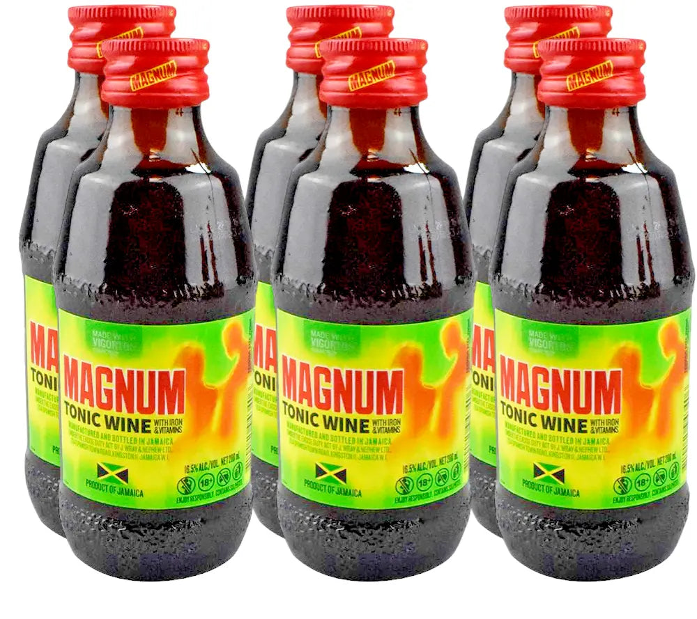 Jamaican Magnum Tonic Wine with Iron & Vitamins - Pack of 6 Bottles (200ml each)