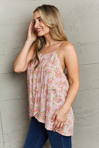 Ninexis Hang Loose Tulip Hem Cami Top in Mauve Floral