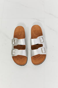 MMShoes Best Life Double-Banded Slide Sandal in Silver