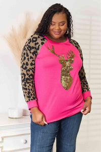 Heimish Full Size Animal Print Reindeer Top