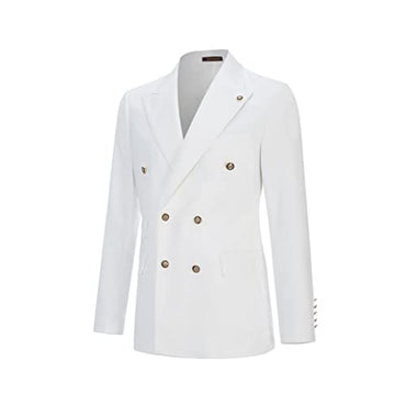 Men's Slim Fit 2 Piece Suit Double Breasted Solid Business Wedding Prom Tuxedo Blazer Vest Set,White………