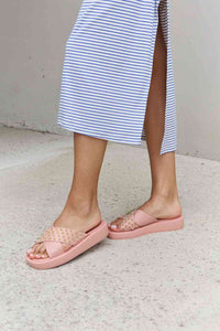 Forever Link Studded Cross Strap Sandals in Blush