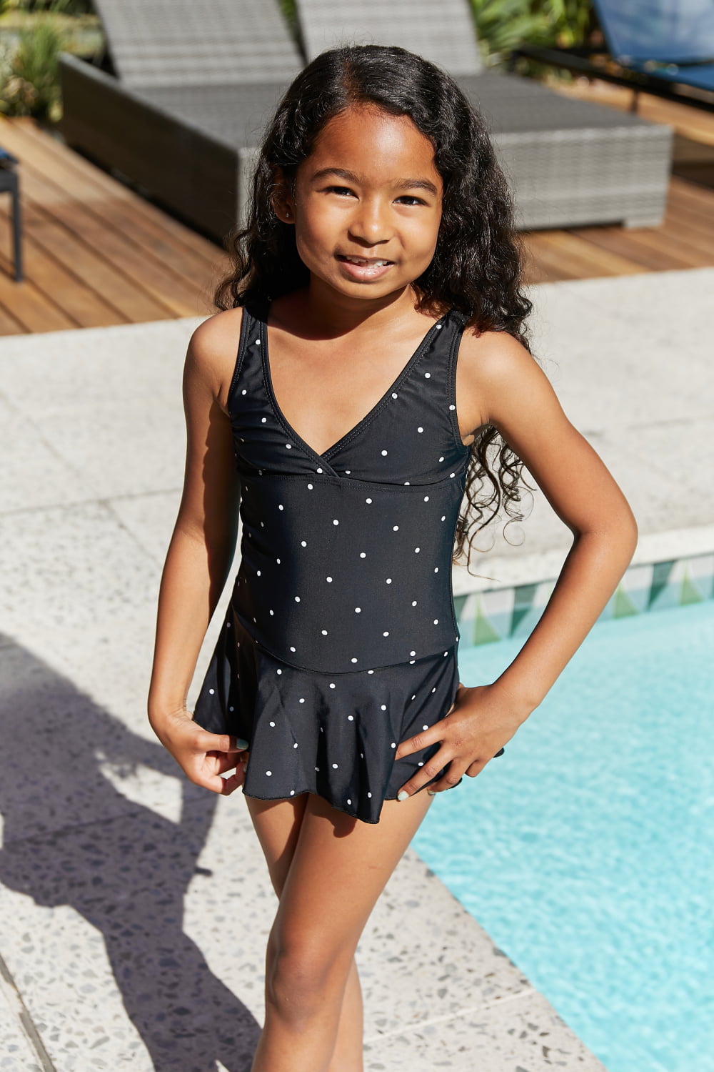 Marina West Swim Clear Waters Swim Dress in Black/White Dot