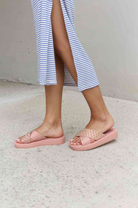 Forever Link Studded Cross Strap Sandals in Blush